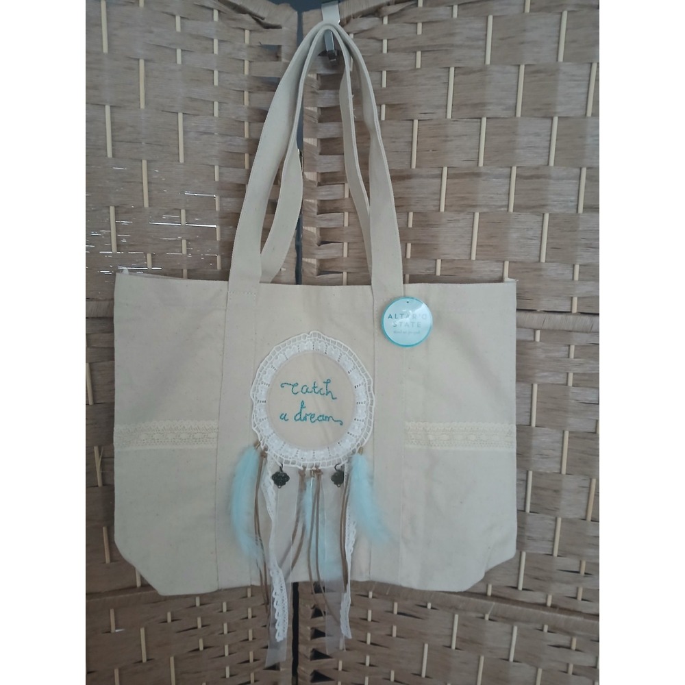 NWT Altar'd State Dreamcatcher Canvas Tote Bag Feathers Lace Boho